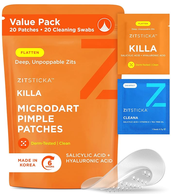ZitSticka KILLA Kit com adesivos faciais de microdardos, Pacote com 20
