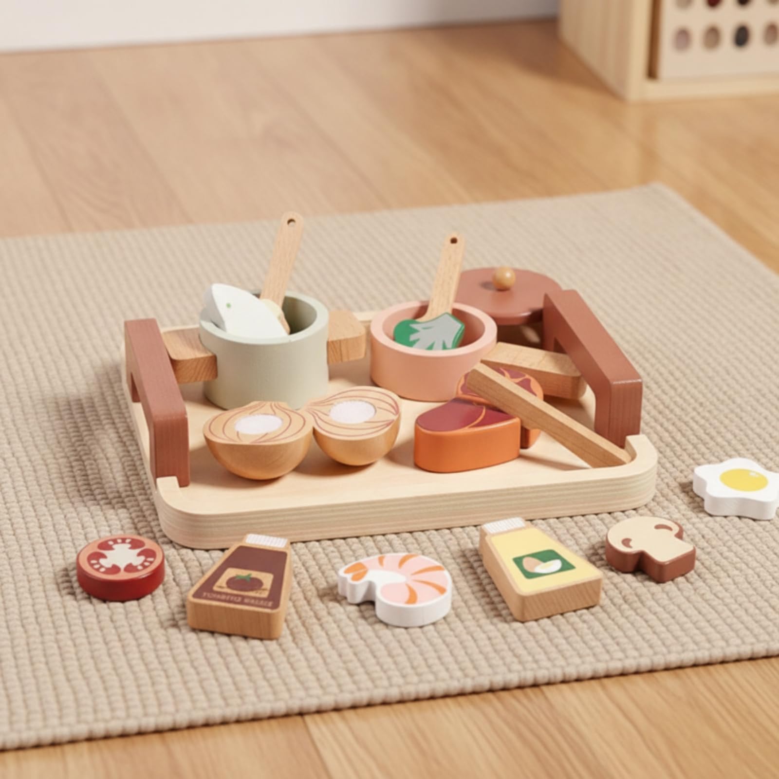 Set Comida con Tabla Cortar y Cuchillo Didáctico Set Alimentos Juguete con Banja Interactivo para