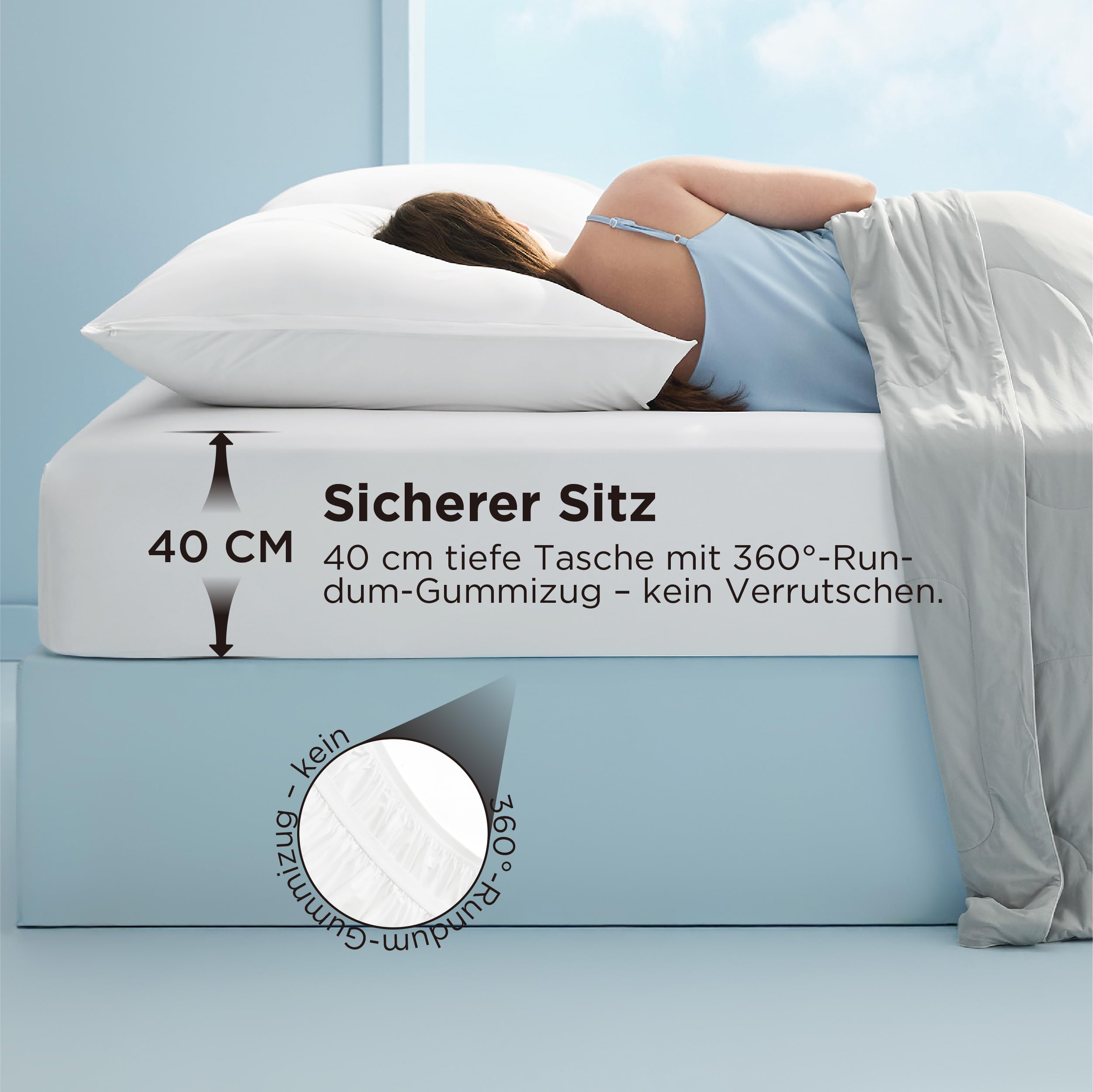 Bedsure Spannbettlaken 140x200cm kühlendes Bettlaken - Sommer Spannbetttuch bis 40cm für hohe Matratzen, Boxspringbett, Oeko-TEX Zertifiziert Q-MAX 0.4-Kühlstoff sorgt, Weiß
