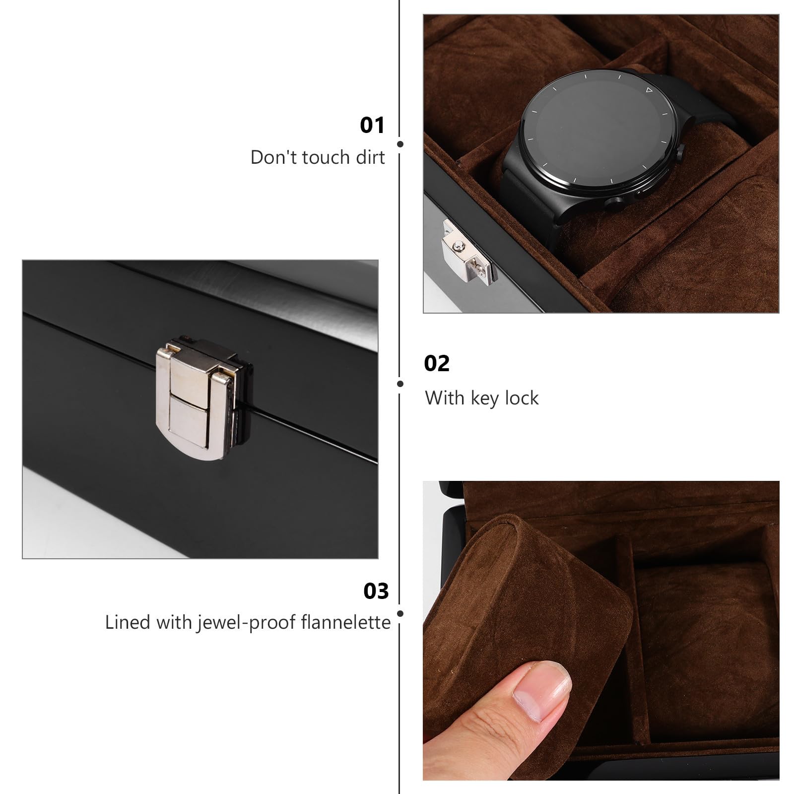 Elegante Schmuckverpackungsbox aus Mdf mit Glasfenster und Flanellfutter Uhrenaufbewahrungsbox zum Schutz und Stilvollen Präsentation für Reise und Zuhause