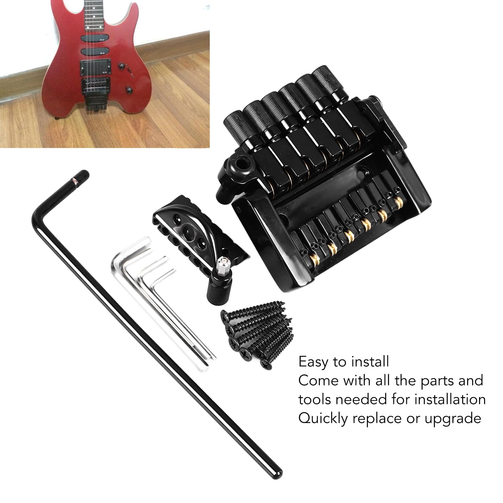 Juego de puente de guitarra sin cabeza, piezas de repuesto para guitarra eléctrica, tuerca de rodillo de cola de metal, balancín de trémolo con 4 llaves y tornillos, para la