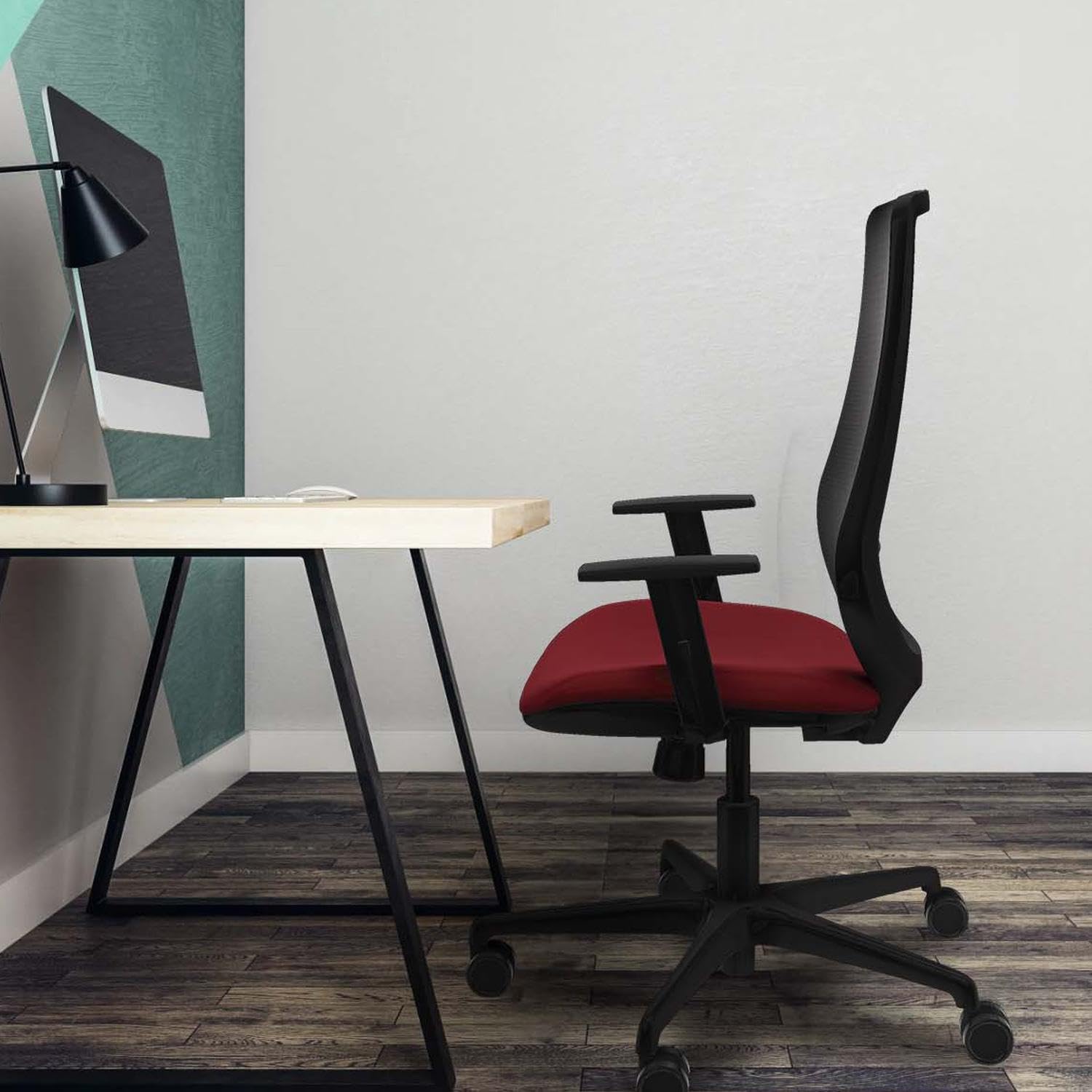 Piqueras y Crespo Silla de Oficina Mardos ergonómica para 8 Horas de Uso, con Respaldo Fijo, Brazos 1D, Apoyo Lumbar 1D y Mecanismo sincro 4 Posiciones, Ideal para 120 Kg