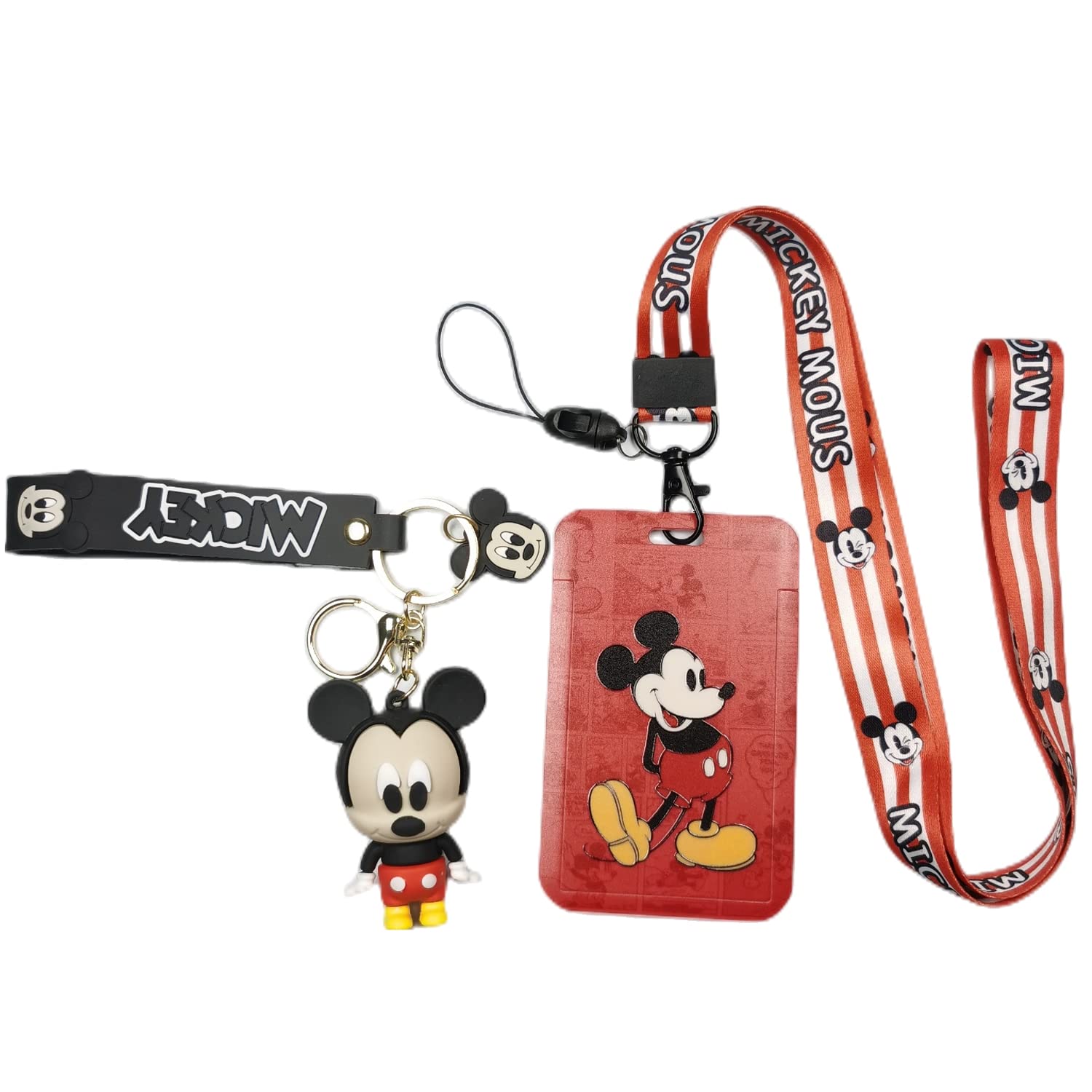 Animation Mic=Key ID Badge Holder with Lanyard and Cute Model and Keychain, Card Name Tag Lanyard Vertical ID Protector Bage Clips for Nurse Nursing Doctor Teacher Student (HMQ)