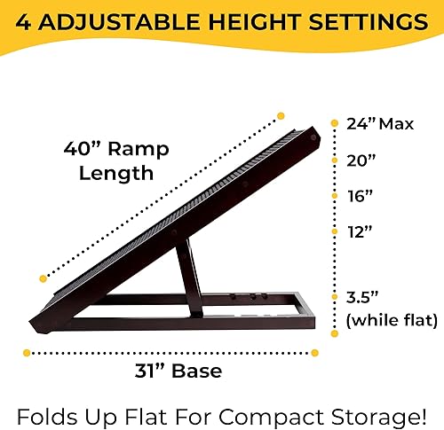 Miniatura 7 de AlphaPaw - Rampa de madera natural original para perros pequeños y grandes, no requiere montaje, rampa para mascotas de altura ajustable para cama,