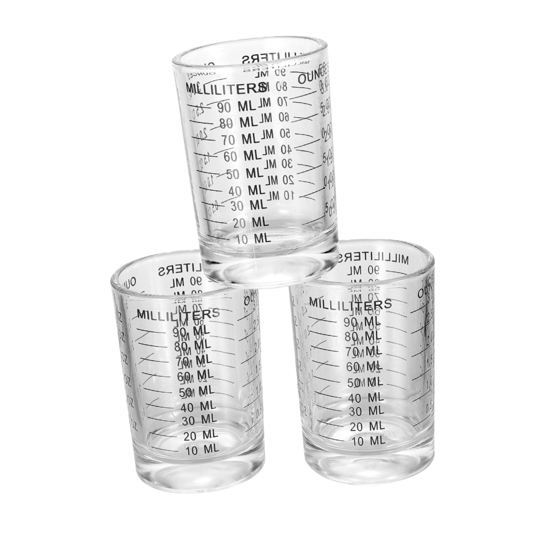 Veemoon 3stücke Milchmessglas aus Glas mit Skala Transparente Messbecher für Haushalt und Backwerkzeug Lebensmittelecht und Wiederverwendbar