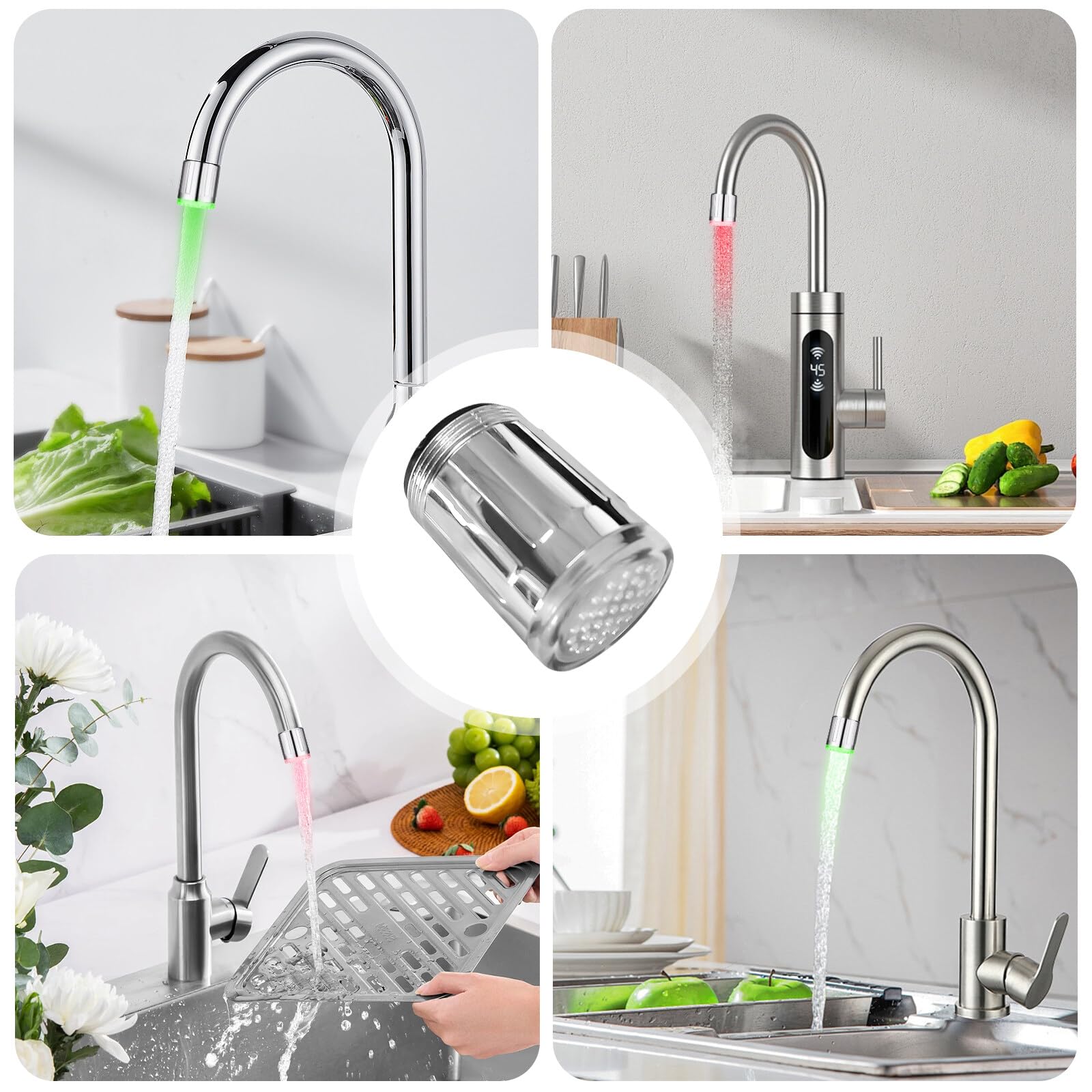 LED rubinetto con sensore di temperatura, 3 colori, per bagno, cucina, hotel