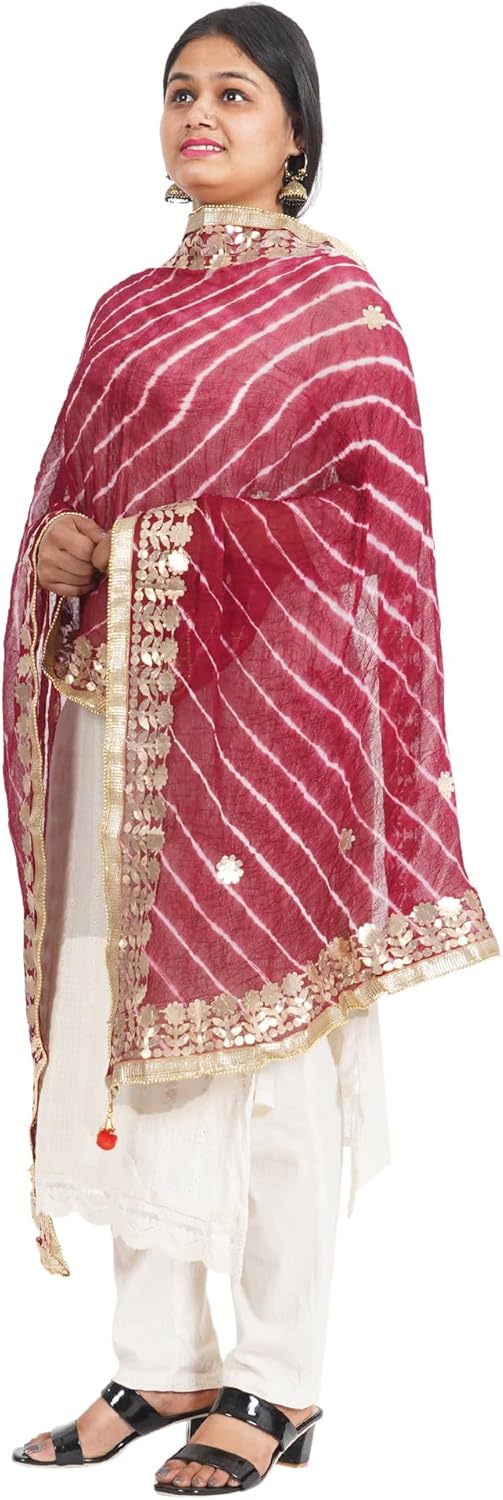 IGH Traditional Bandhani-Style Dupatta with Modern Embroidery Festival Gift Weddings Return Gift Women Choice Dupatta 1 Pcs - Image 3