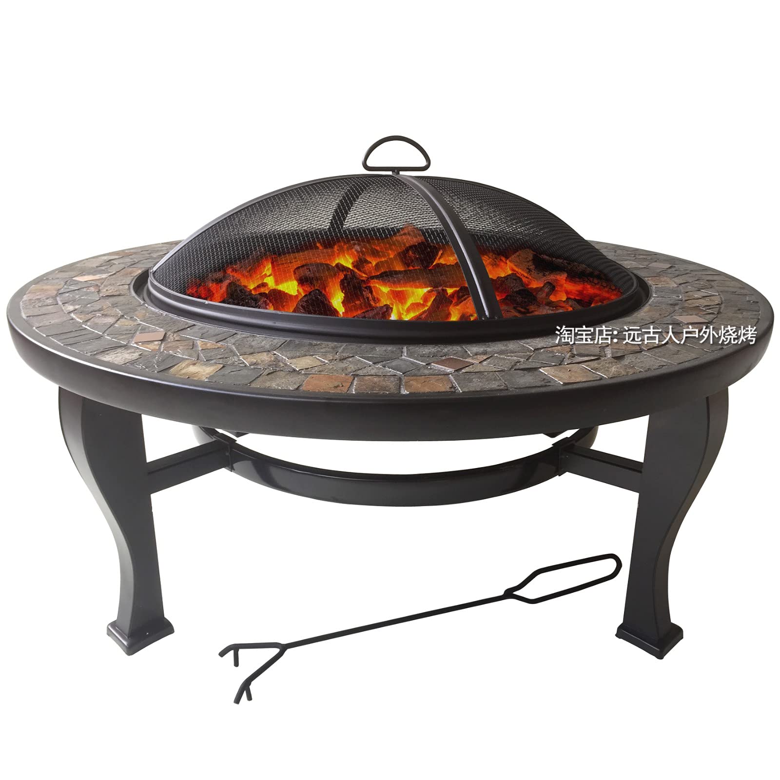 Mesa para Fogatas para Exterior, Mesa Multifuncional para Fogatas, Mesa para Fogatas para Leña Exterior con Cubierta de Pantalla De Chispas para Patio Trasero, Jardín, Patio, Hoguera