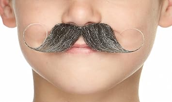 Mustaches Fake Mustache, Self Adhesive, Novelty, Small Imperial False Facial Hair, Costume Accessory for Kids, Salt and Pepper Color