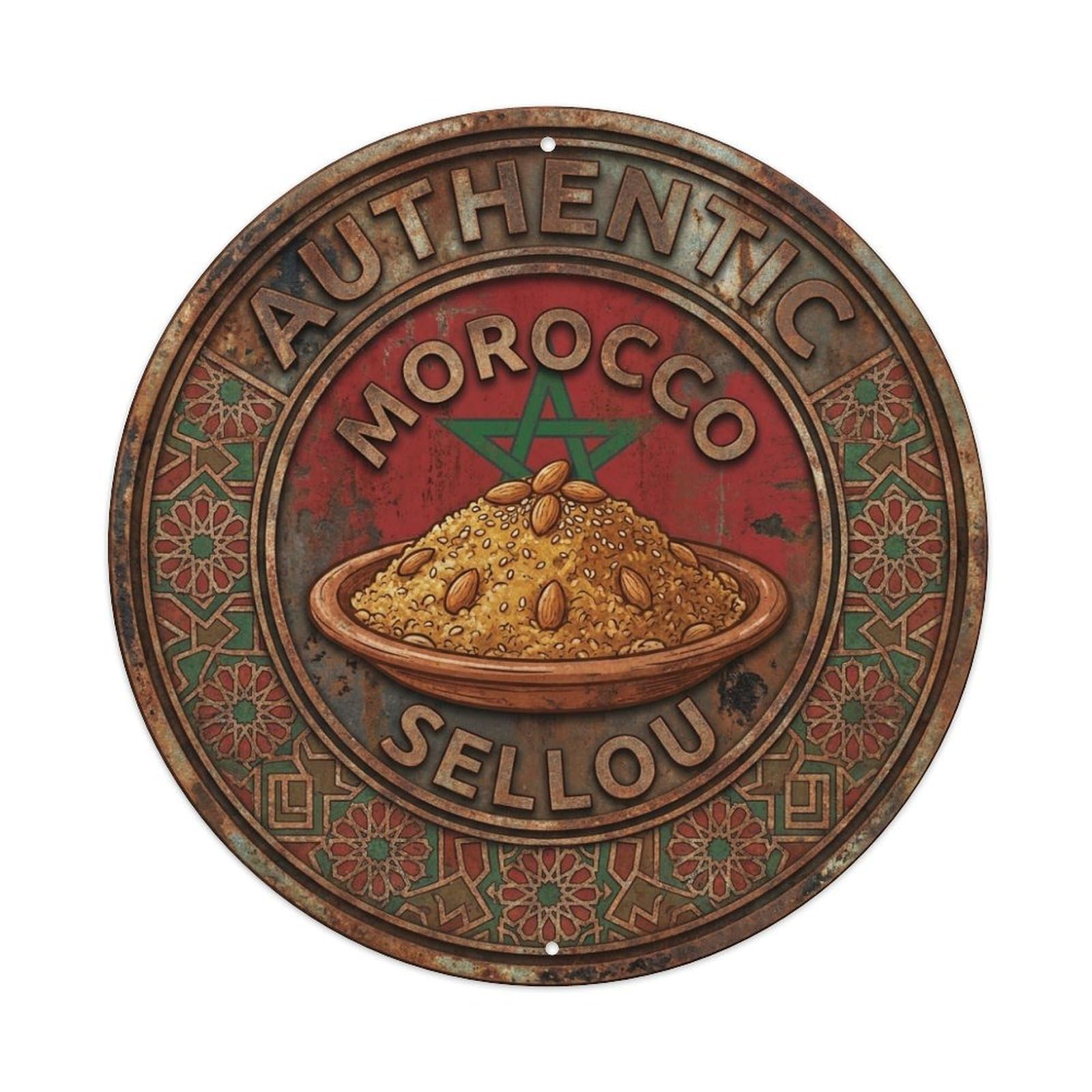 Morocco Travel Sellou Dessert Sweet Cuisine Metal Tin Sign