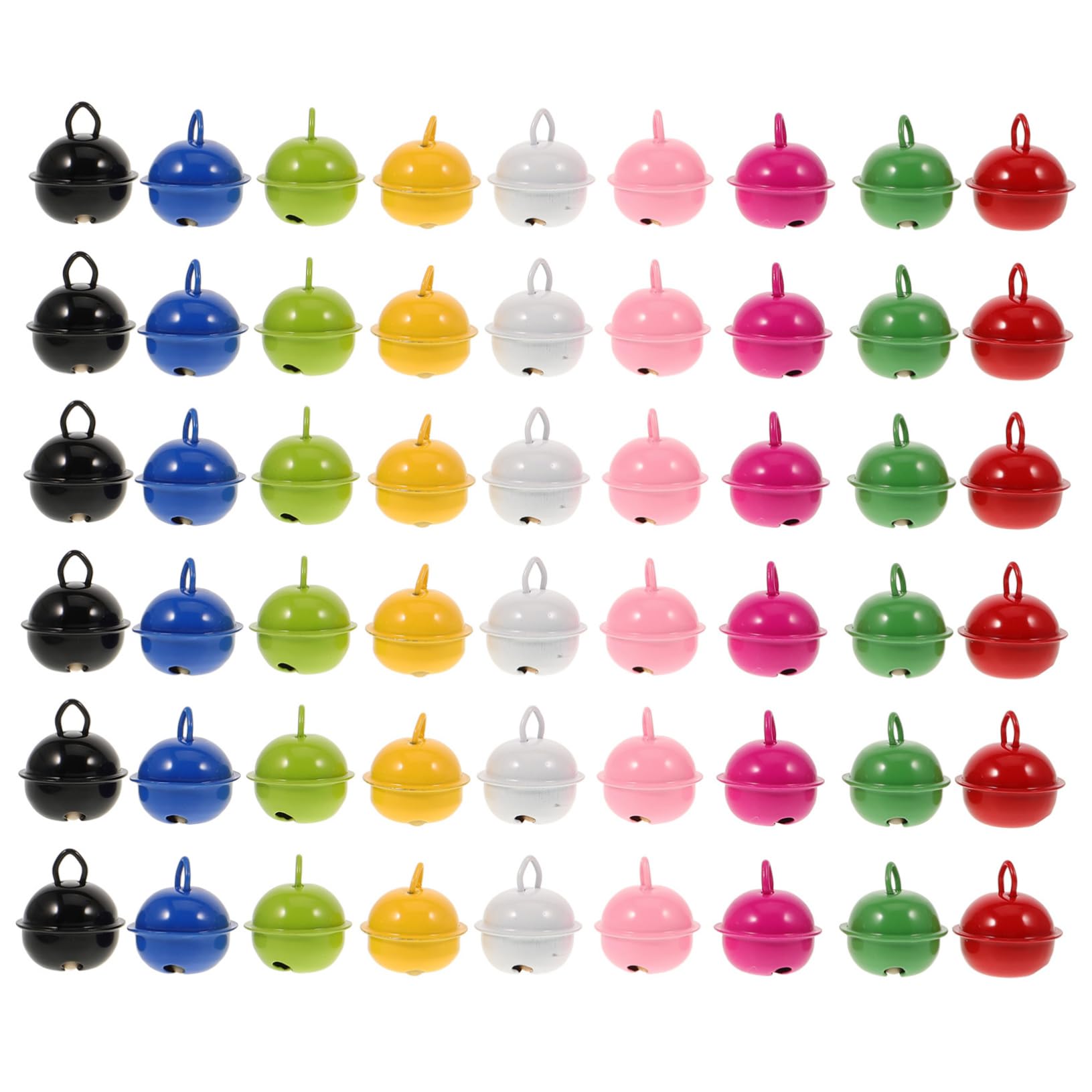 HOMSFOU 50Pcs Colorful Painted Mini Jingle Bells Round Metal Christmas Ornaments for DIY Crafts Party Decorations Jewelry Making and Holiday Decor