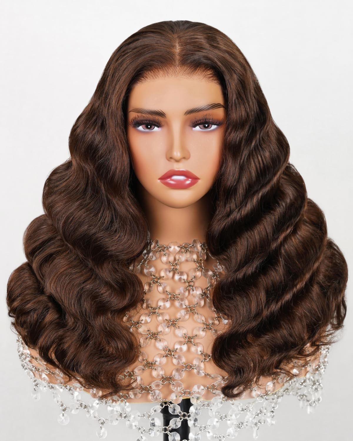 Arabella 5x6 Ready to Go Glueless Wigs Human Hair 230% Density Lace Front Wigs 12A Human Hair Pre Cut Lace Pre Plucked Bleached Knots 4# Brown New