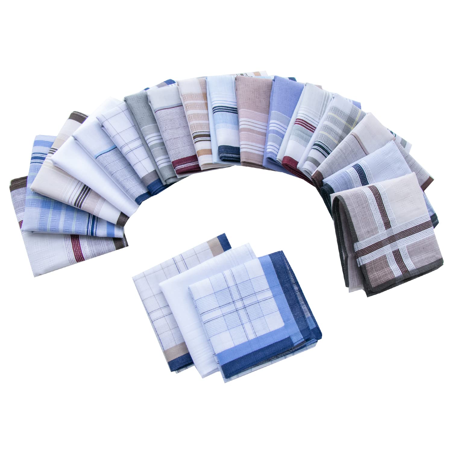 CoCoUSM Assorted Pack of Mens 100% Cotton Handkerchiefs Soft Hankies Pocket Squares 6PCS