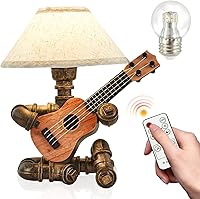 Vista 1 de Vintage Industrial Robot Guitar Table Lamp with Bulb - Remote Control,Timer,Dimmable - Cool Gifts for Music Lovers,Men,& Musicians - Steampunk &