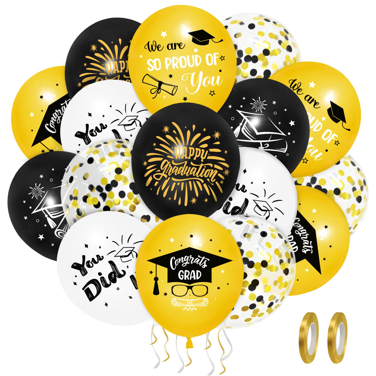 60Pcs 2025 Graduation Balloons, 12 Inches Graduation Party Latex Balloons Class of 2025 Congrats Grad Balloon Decorations for High School College Grad