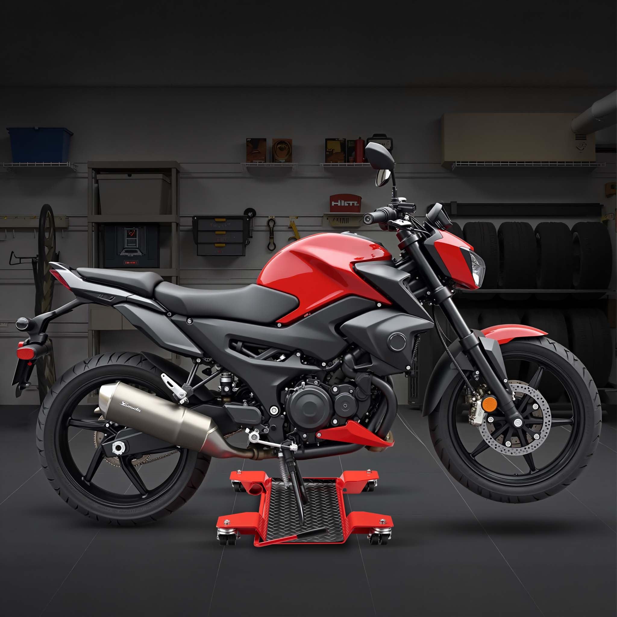 Carrello sposta moto Ausilio di manovra per moto scooter Pedana 60x42x7,5cm Max 250kg