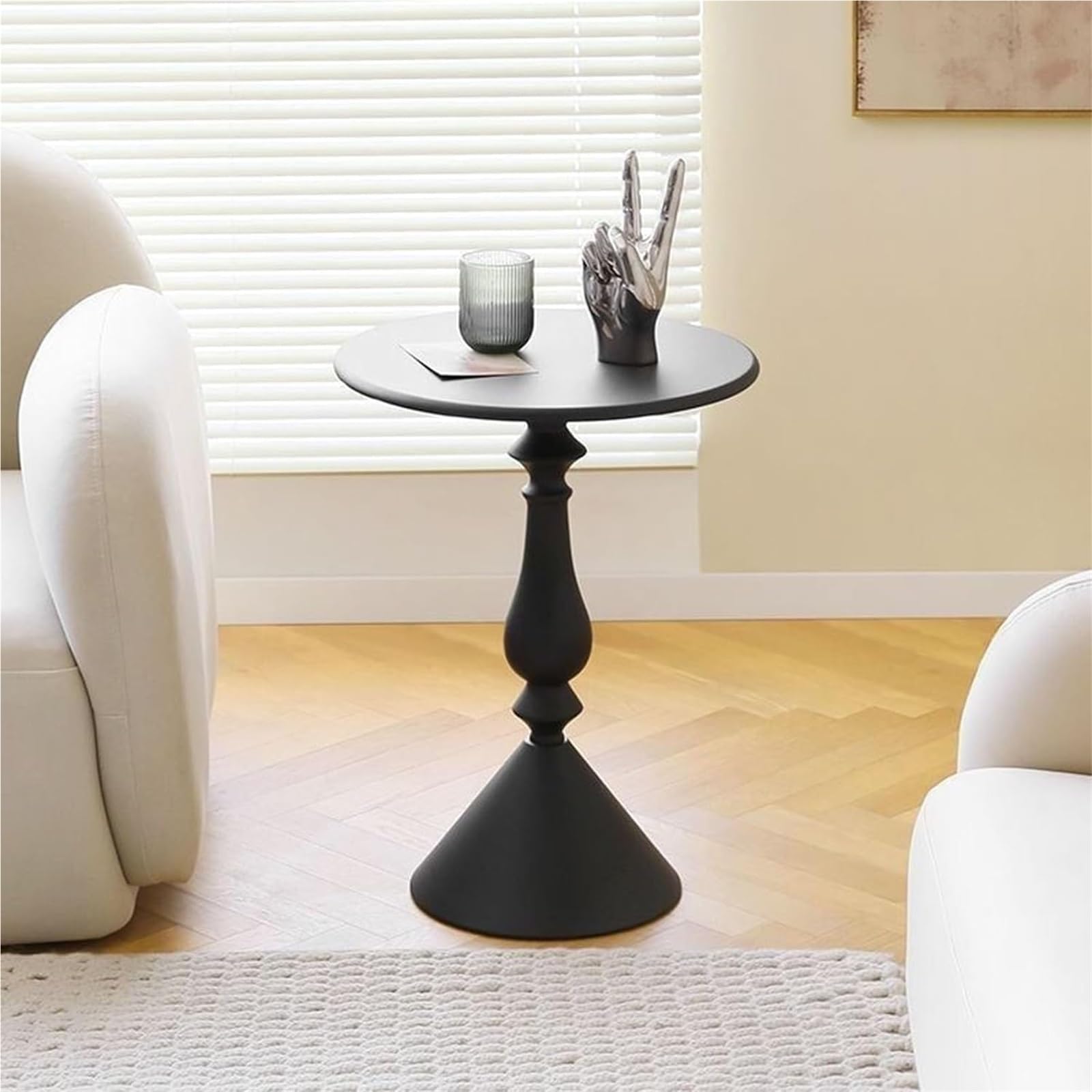 Metal Side Table Cream Style Accent Table Small Nightstand End Tables Couch Tray for Small Spaces Home Decor ﻿ Creative idea(White)