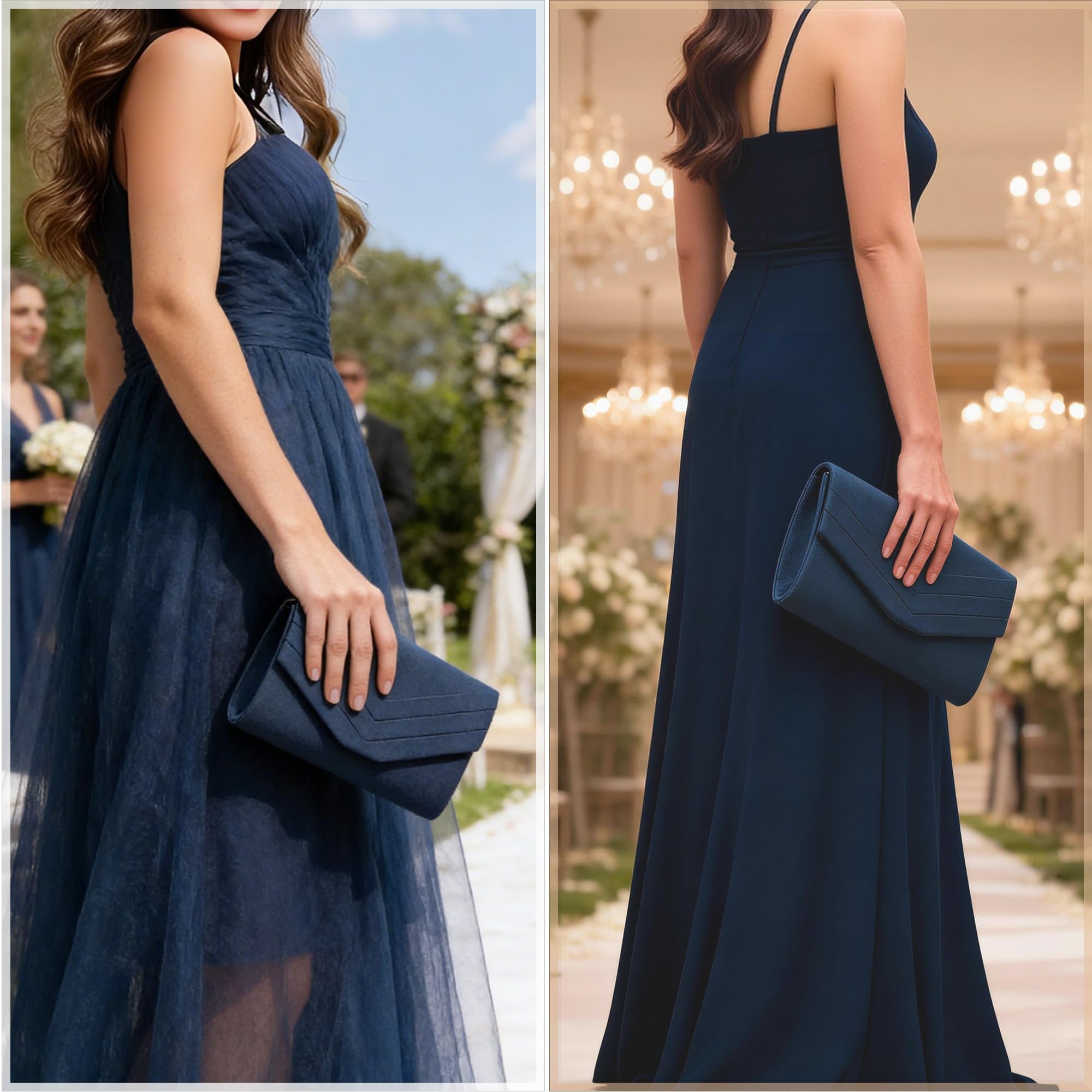 Women Clutches Suede Busta da sera Borsa Classic Clutch Purse pochette blu