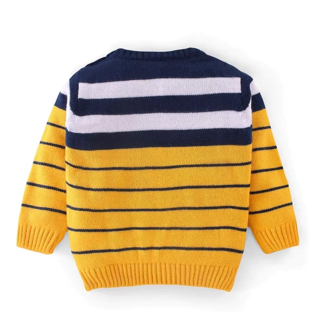 GTWO Wool Trendy Round Neck Striped Black Colour Regular Fit Full Sleeve Pullover Sweater For Kids Toddler Boys & Girls (Pack of 1) (in, Age, 3 Years, 4 Years, Regular, Yellow) - Image 2 thumbnail