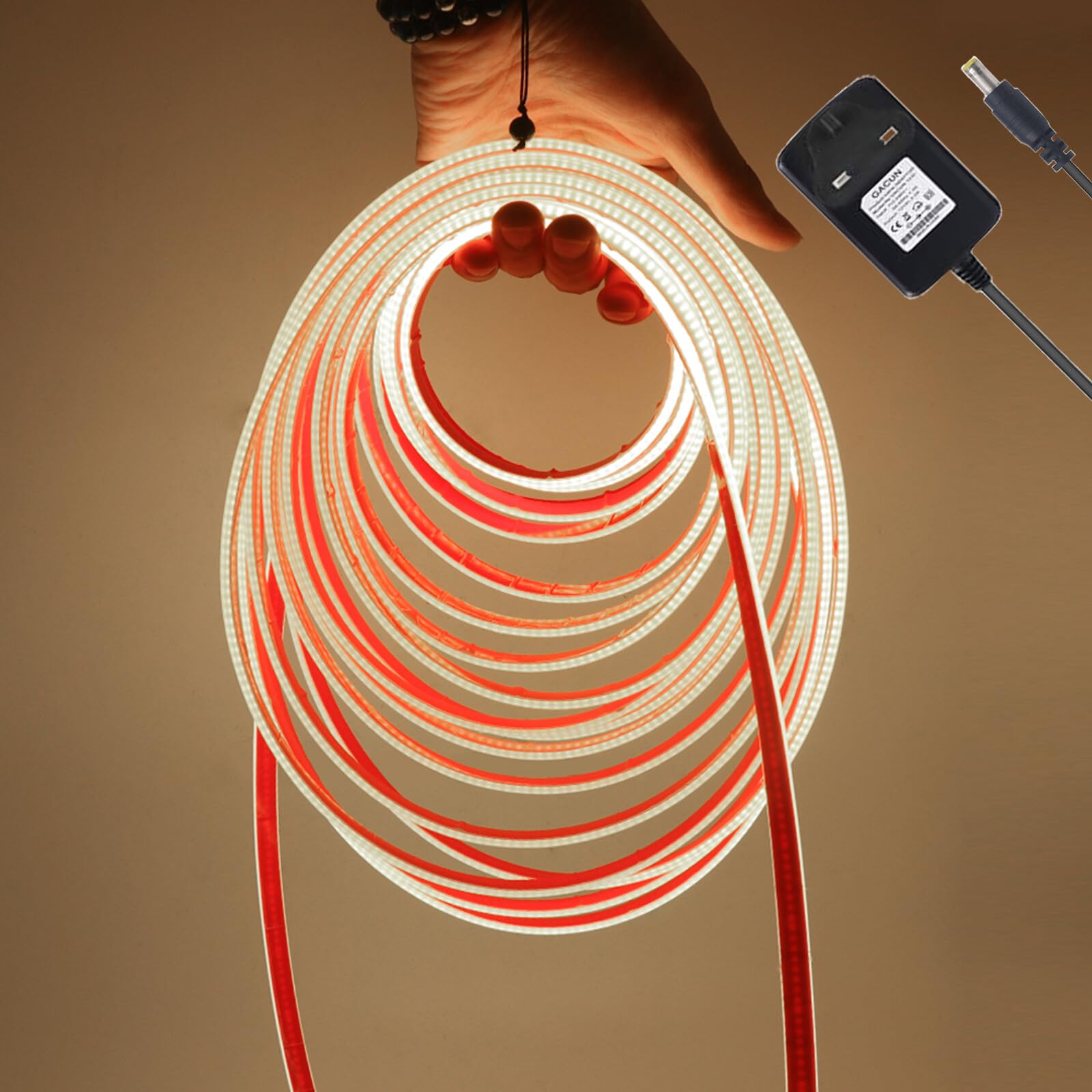 KAFULA 12V COB LED Light Strip [2M, Natural White 4000K],IP68 Waterproof Flexible,320 LEDs/m Silicone FCOB LED Fairy Light CRI90+,Double-Sided Tape Installation,can be Cut Every 25mm,Home Decoration