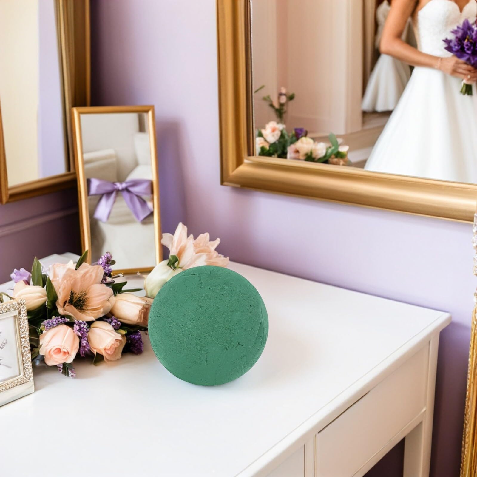 4 Stück Runde Grüne Steckschaumkugeln aus Nassschaum für Frische Blumen 15cm Bastelschaum für Blumenarrangements Hochzeit und Floristik
