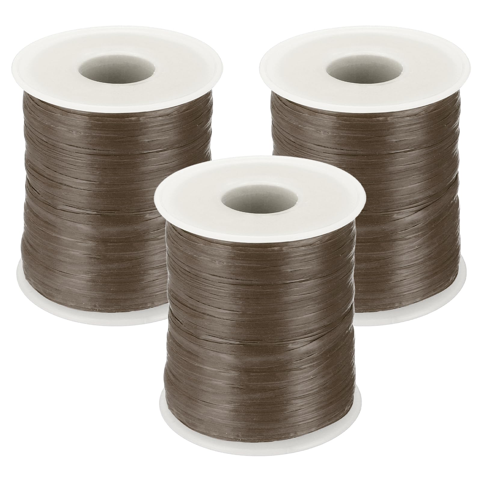 sourcing map 3 Pcs Brown Raffia Yarn, 120m Natural Paper Rope String 6mm Wide Raffia Ribbon for Gift Wrapping Crocheting Knitting DIY Crafts