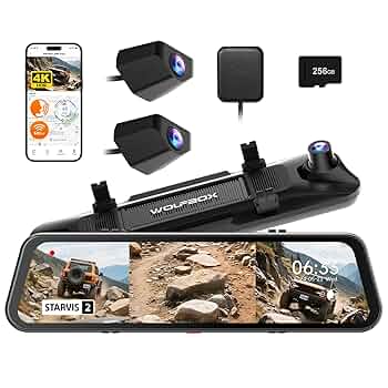 WOLFBOX G900 Tripro Bumper Version Dash Cam for Car, 3 Channel 4K Mirror Dashcam with STARVIS 2 IMX678, 4K+2.5K+1080P Car Dash Camera Front and Rear B...