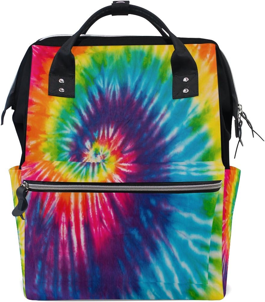WOZO Abstract Swirl Tie Dye Color Multi-function Diaper Bags Backpack Travel Bag