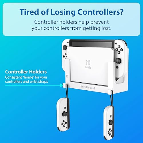 Vista 5 de TotalMount for Nintendo Switch Mounts Nintendo Switch on Wall Near TV Compatible with OLED and Regular Nintendo Switch Models (Premium White)