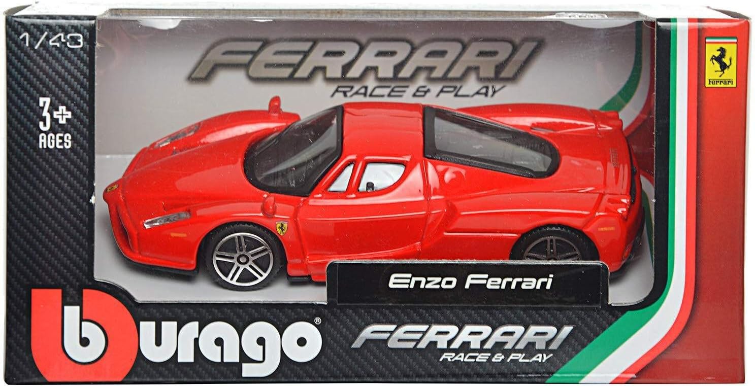 Bburago FERRARI RACE & PLAY Assortment with Pull Back Motors - 1:43 Scale - Incredibly Detailed Die-Cast Replica Collectible Model Vehicles