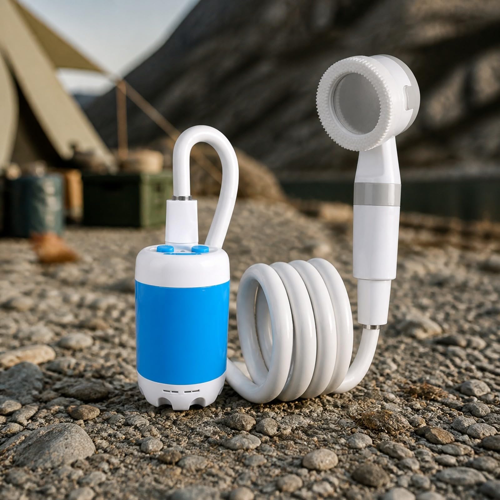 Ducha Portátil Eléctrica Mano Recarga USB Ducha Portátil con Bomba Agua Compacta Ligera para Campi, Exteriores, 3 Ajustes