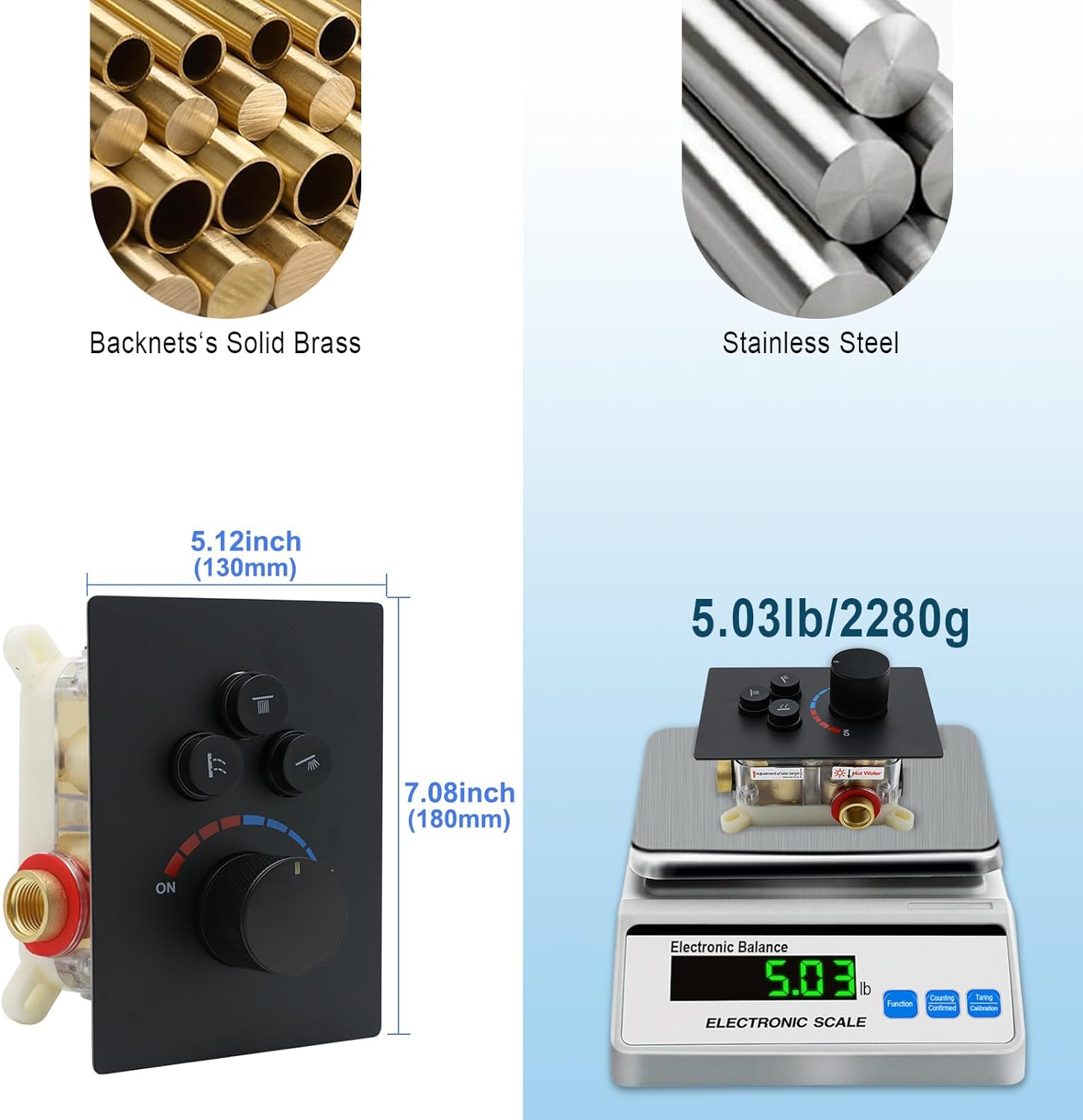 Concealed Shower Valve 3-Ways Brass Shower Mixing Diverter Valve Can Use All the Time Matt Black