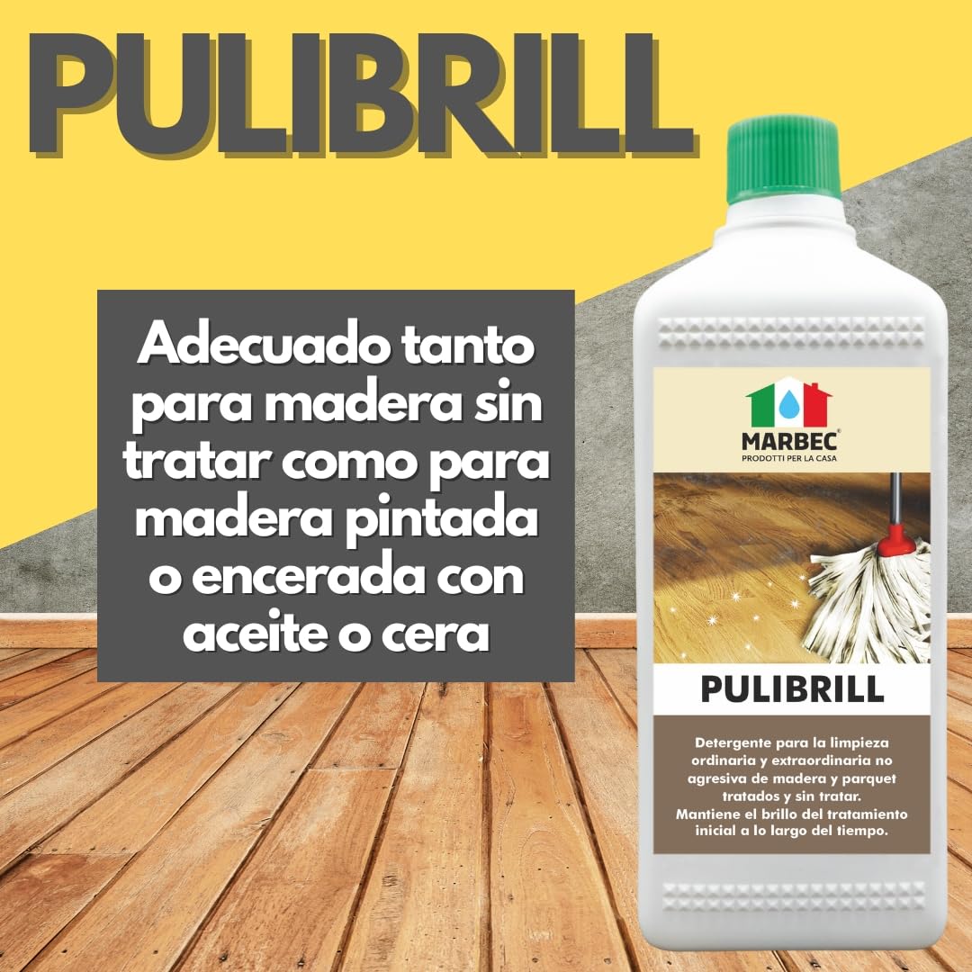 MARBEC PULIBRILL 1LTX6UDS Detergente concentrado específico para suelos de madera y parquet