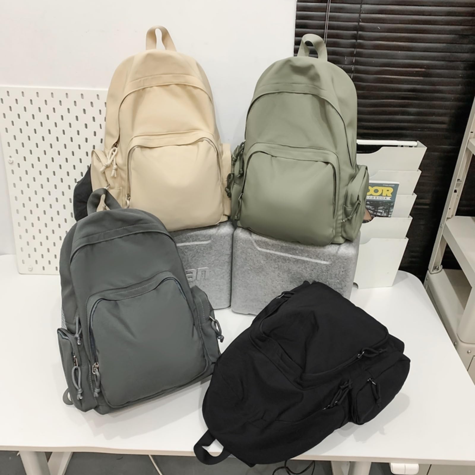 Zaino per Laptop A Colori Solidi di Moda, Borsa Scolastica College Ad Alta capacità Uso Quotidiano Viaggio Femminile-green-31x43x16 Cm