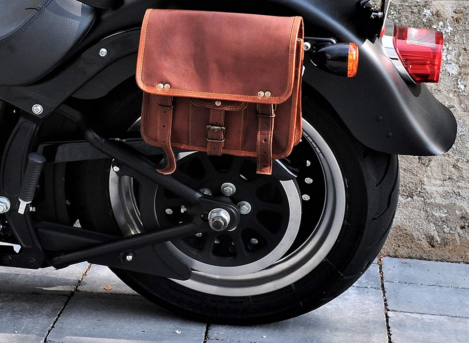 American Blue Borsa da sella per moto, in pelle, stile vintage, per bici, bici e viaggi