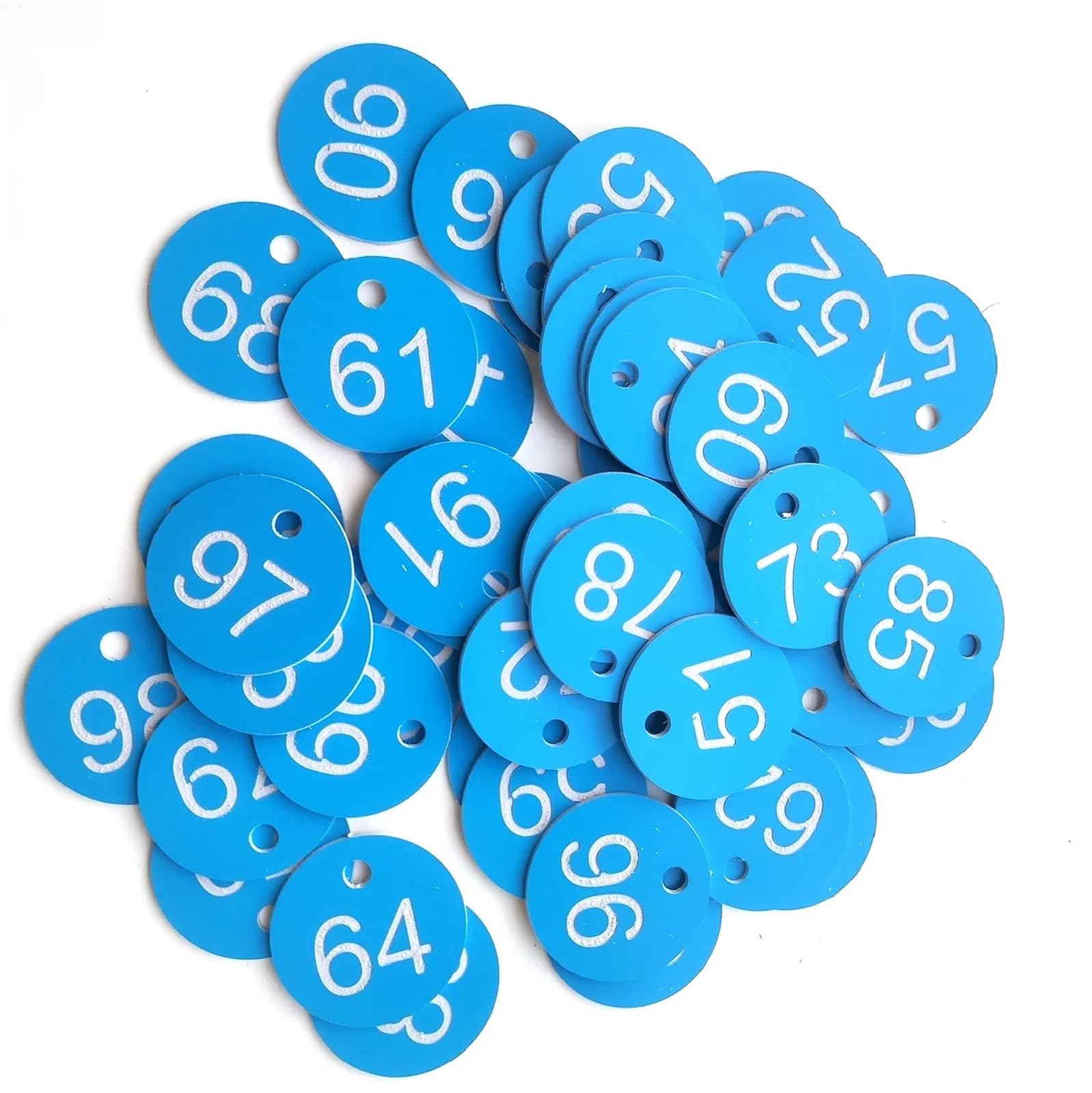 GPDNBIEU Numbered labels, 100 Pcs Plastic Numbered Tags with Hole 1-100 Multicolor(Blue)
