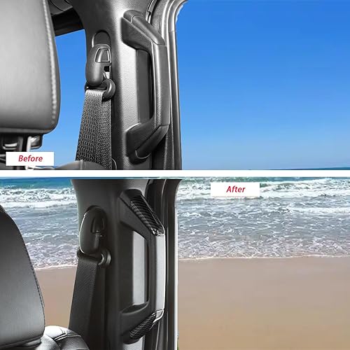 Miniatura 3 de 8 manijas de agarre de pilar A&B para camioneta Jeep Wrangler JL JLU y Gladiator JT 2018-2023 (textura de fibra de carbono)