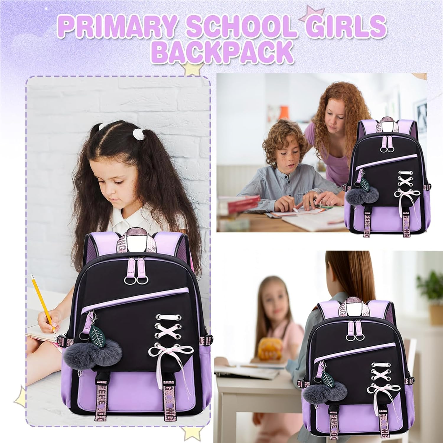 School Bags For Girls.Laptop School Bag Kids Kindergarten Elementary College Backpacks Large Bookbags for Teen Girls Women Students Casual Travel Daypacks lunch bag Combination lock