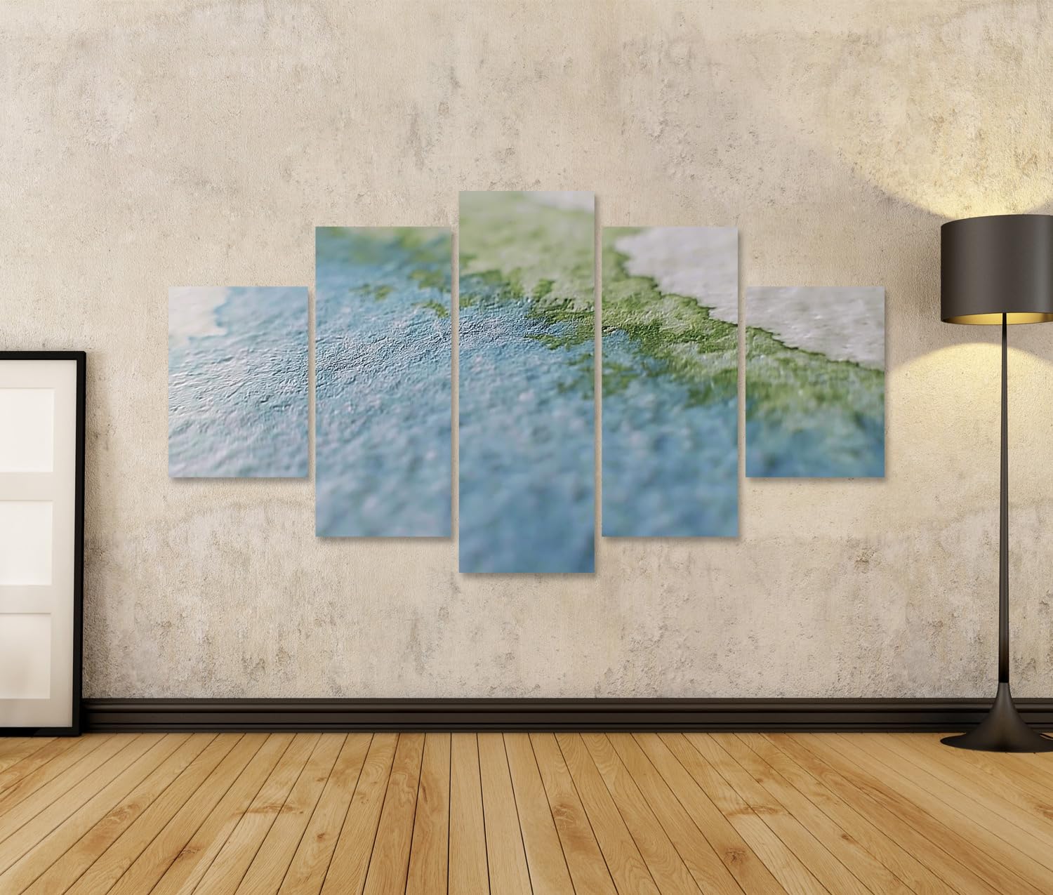 islandburner Bild auf Leinwand Sanfte Aquarellverläufe Kunstdruck Wohnzimmer Für Kunstliebhaber - 5-teilig