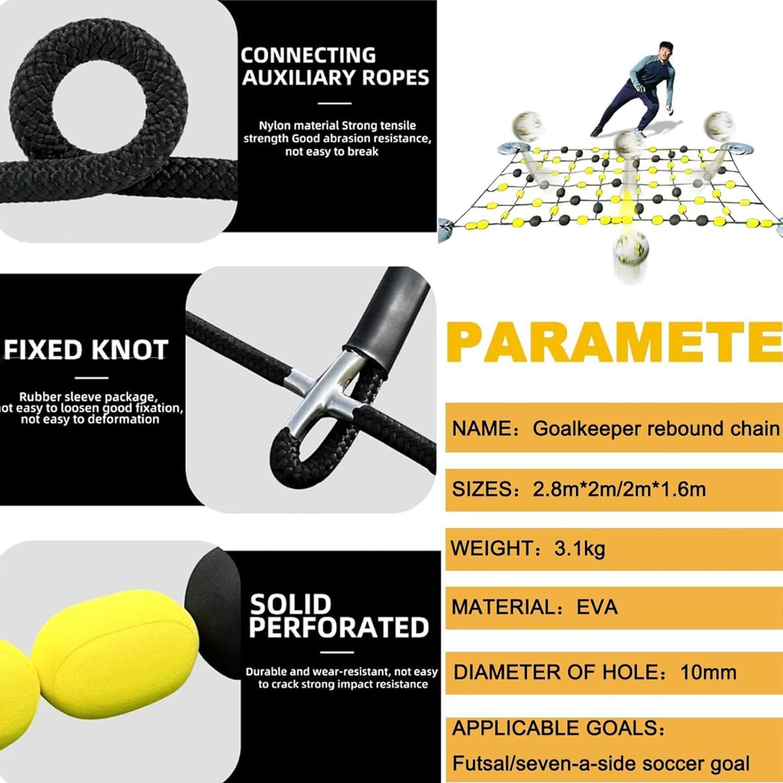 Torwart-Trainingsgerät für Fußball – Bodenmatrix/Einlinien-Deflektor für Reflex, Agilität und Ballkontrolle mit Wasserbeuteln, Tragetasche und Trainingszubehör