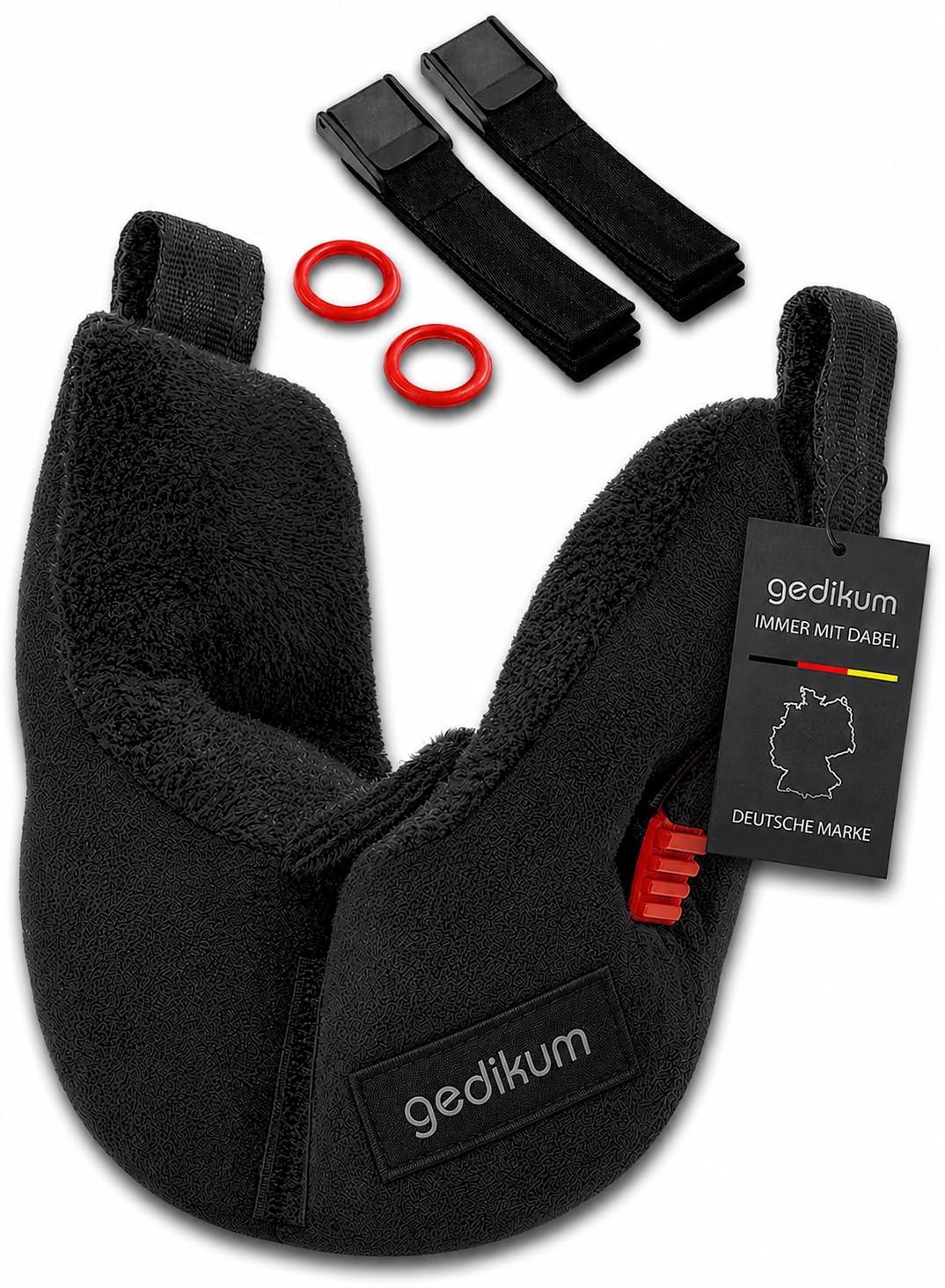 Gedikum® Sicherheits-Schlafkissen für Kinder – Reisekissen & Nackenkissen für Kindersitz, Auto & Flugzeug – Kopfstützkissen für Kinder von 18 Monaten bis 12 Jahren – Basic Velvet Schwarz