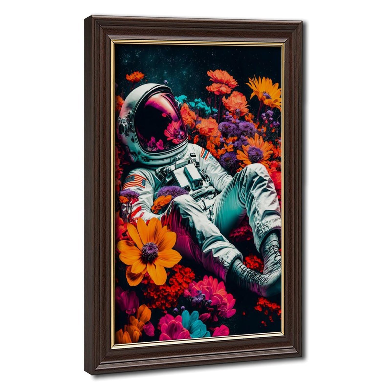 Bareronor Astronaut in Flowers Canvas Poster Bedroom Decor Landscape Office Room Decor Gift 24" L X 36" W