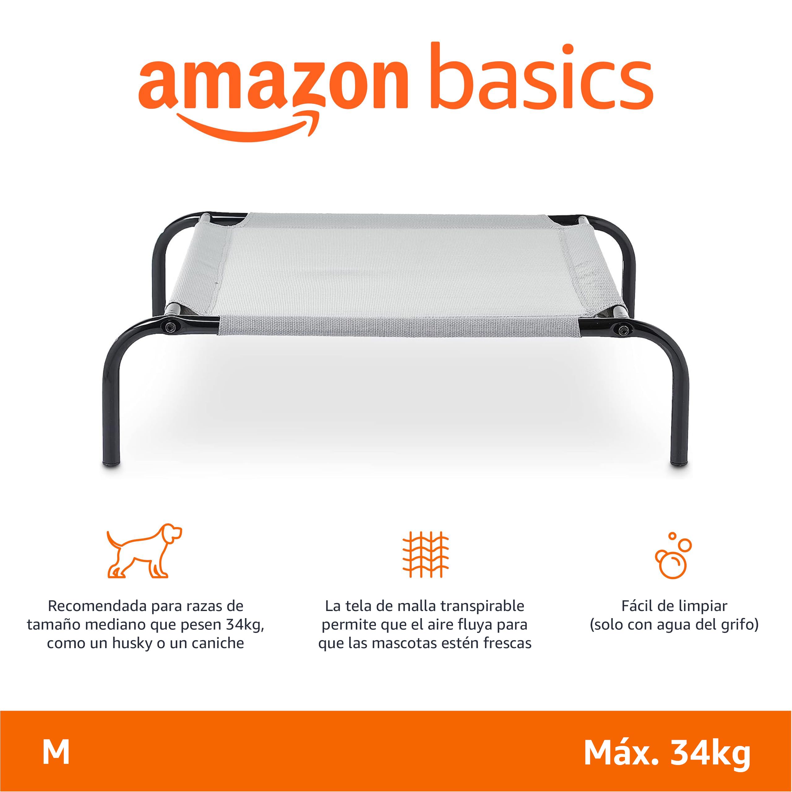 Amazon Basics Cama para perros, elevada refrescante para mascotas, tela, Medium, Gris, 110 x 65 x 19 cm (L x An x Al)