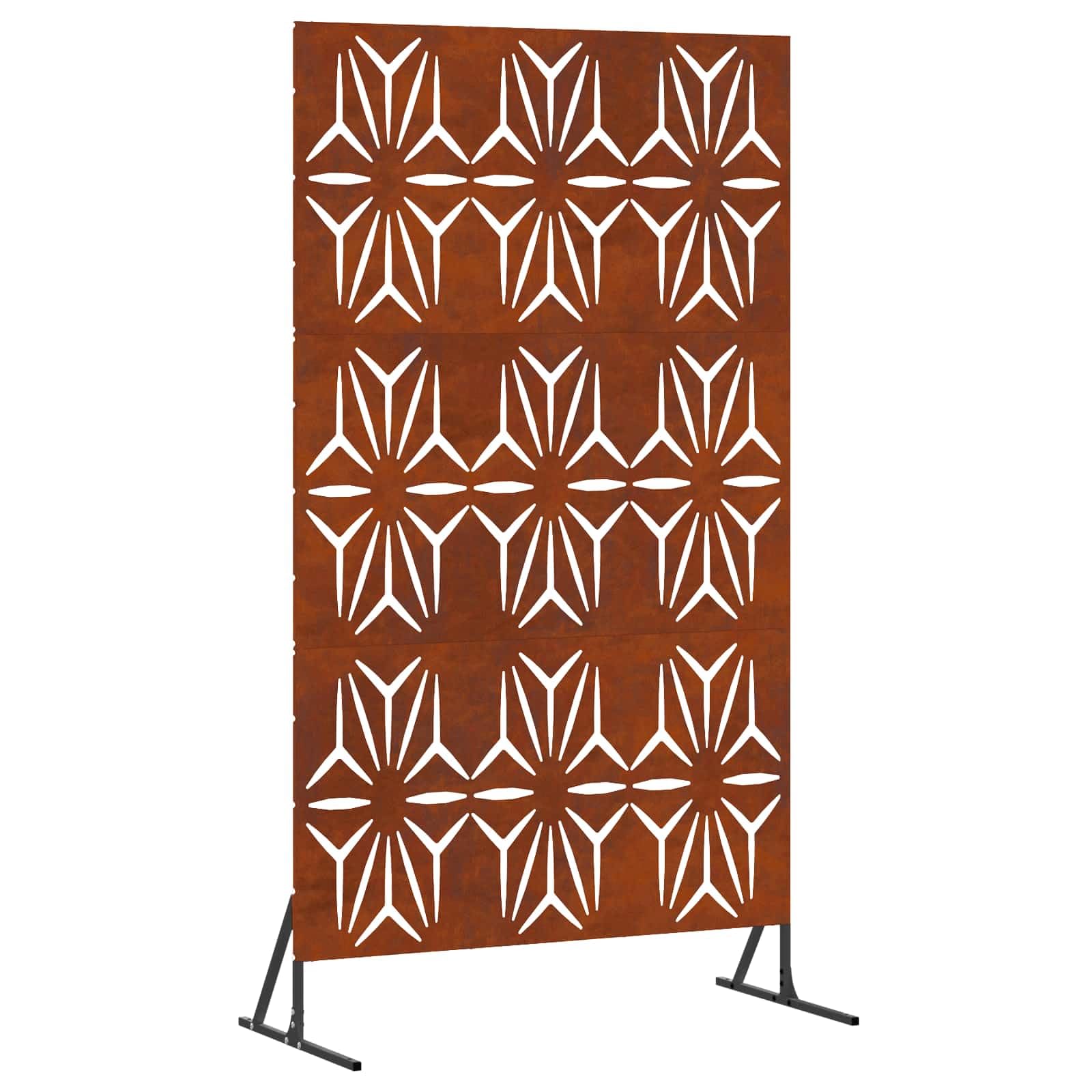 Garden Privacy Screen Grey 100 x 50 x 180 cm Weathering Steel Outdoor Fence Panel for Terrace Balcony Modern Freestanding Decorative Windbreak