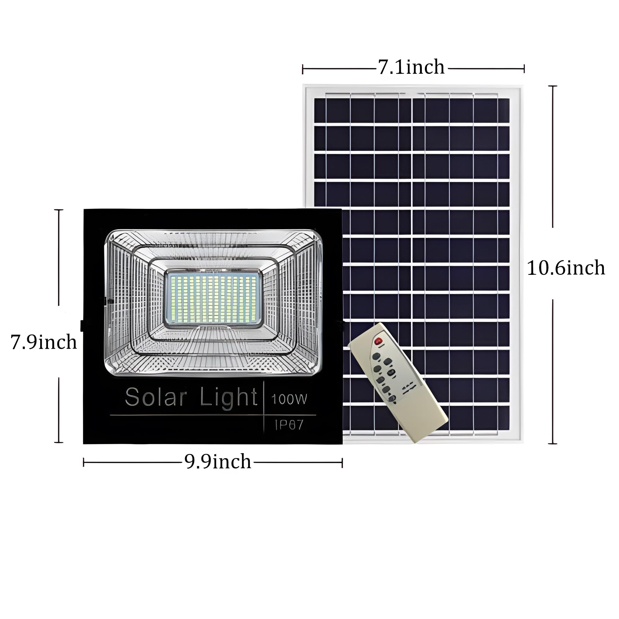 DuBom 100w to 800w 6500K Solar Flood Light Outdoor Remote, IP67 Waterproof Solar Power Security Light Auto On/Off, Dusk to Dawn for Yard, Gazebo, Shed, Barn, Porch, Patio, Garage, Garden (100W)