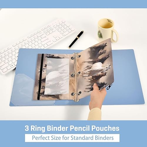 Vista 11 de Kcldeci Estuche para lápices para carpeta de 3 anillos con ventana transparente, retrato de gato y mariposas