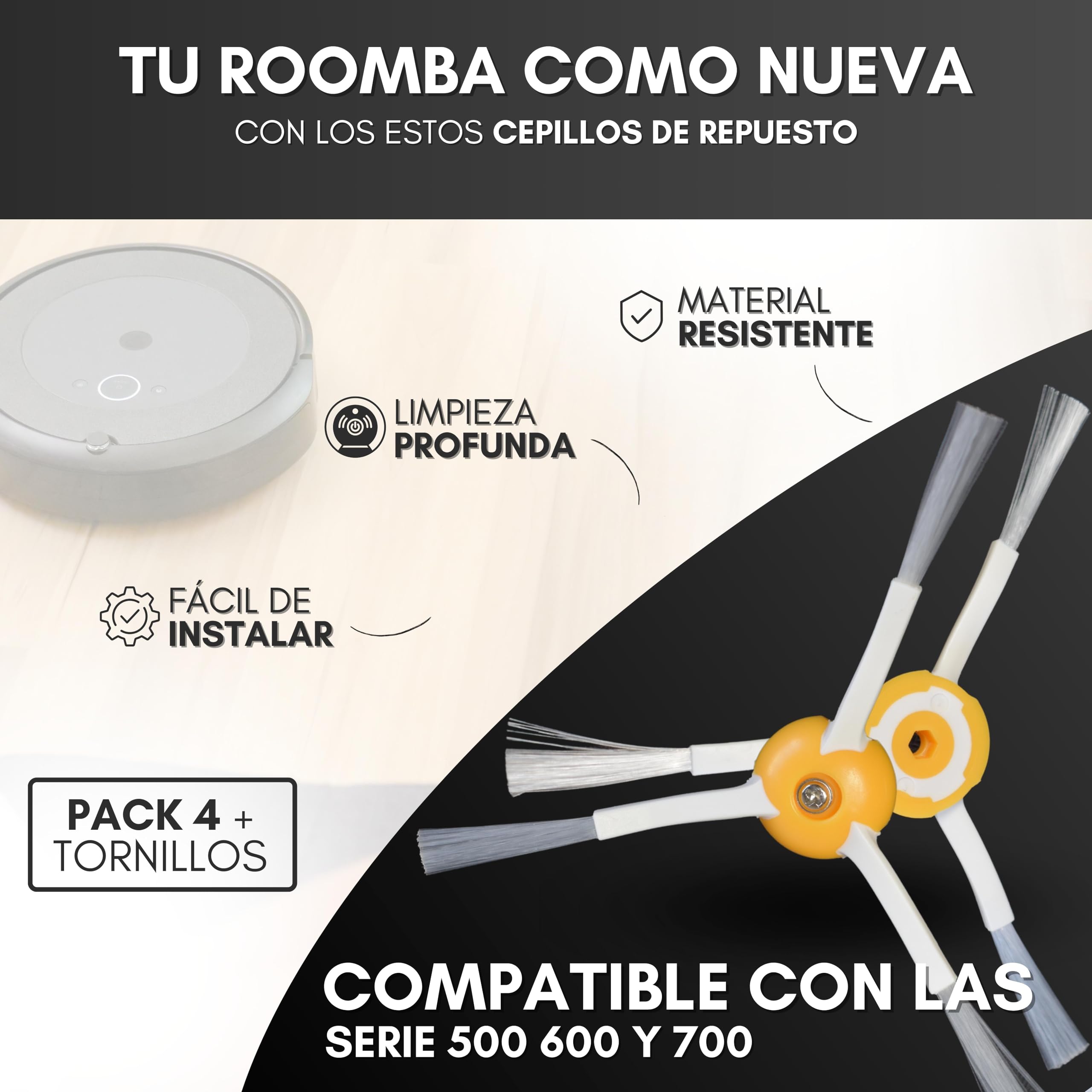 Repuestos Compatibles Serie I J E Kit Recambios Roomba I J E Series - Cepillo Goma, Filtros, Rueda, Cepillo Lateral Irobot Roomba Repuestos - Foto 3