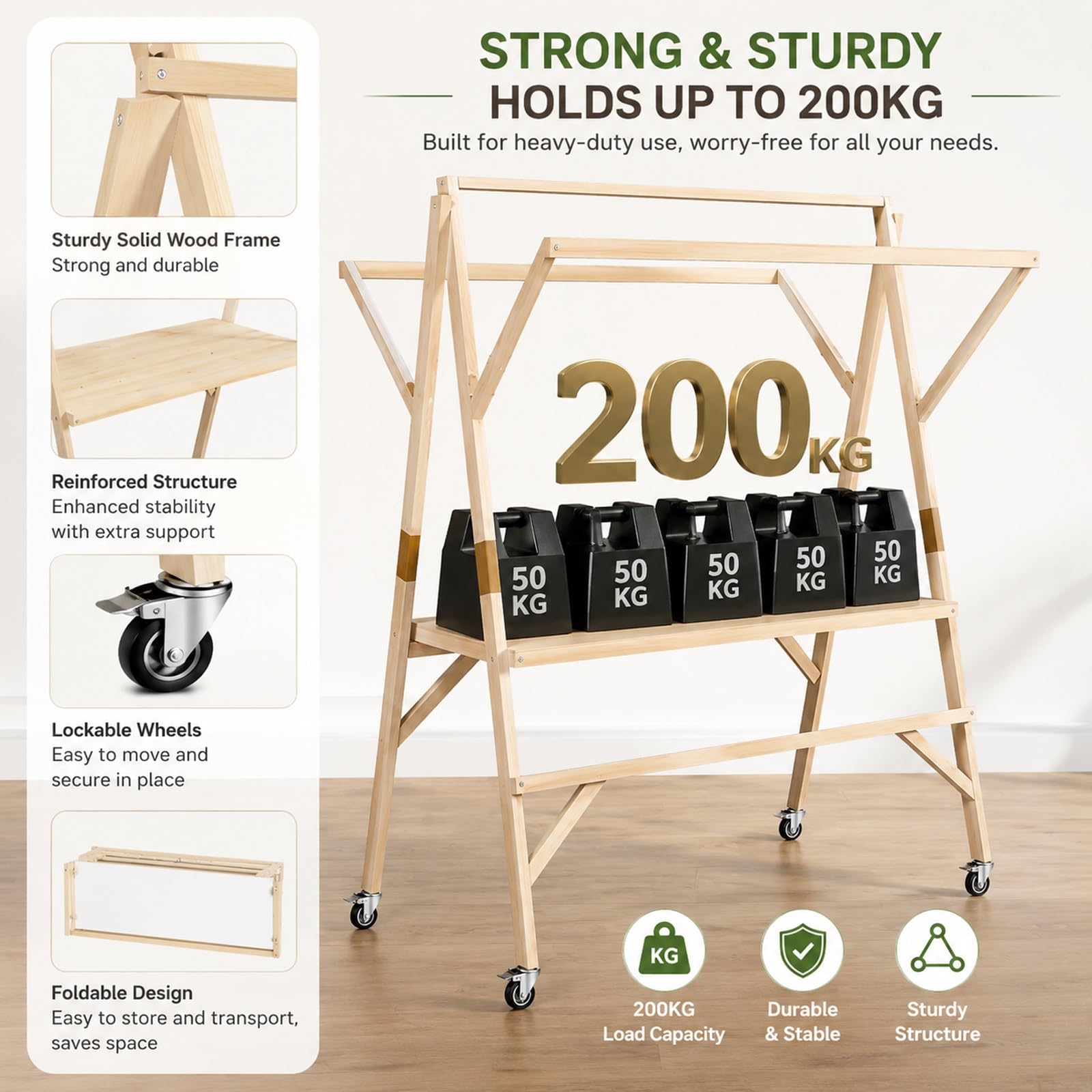 Carrello per Alimenti per Esterni Portatile Alto con Ruote a baldacchino e bloccabili - Ideale per i mercati agricoli Street Food Events & Outdoor Displays - Soluzione di Vendita Mobile Versatile