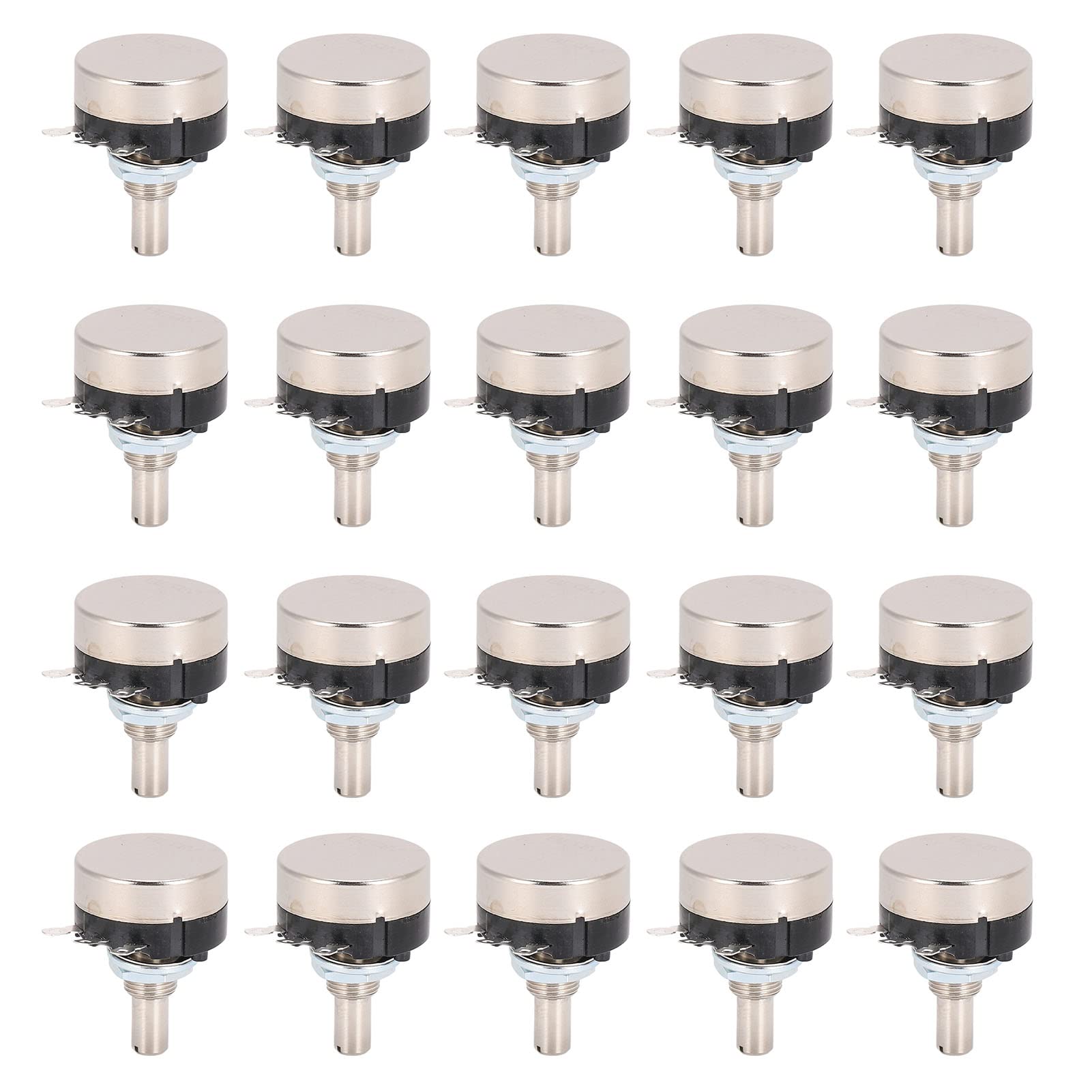 Potenciómetro Torvex, kit de 20 potenciómetros de película de carbono de una sola vuelta, resistencia variable y recortador rotativo para control de velocidad de motor. (B105 1M)