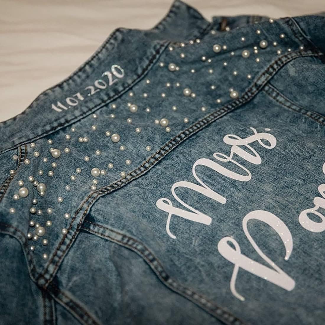 Customized Women's Pearl Denim jackets Future Mrs. Jacket Wedding Jacket Wifey Jacket Personalized